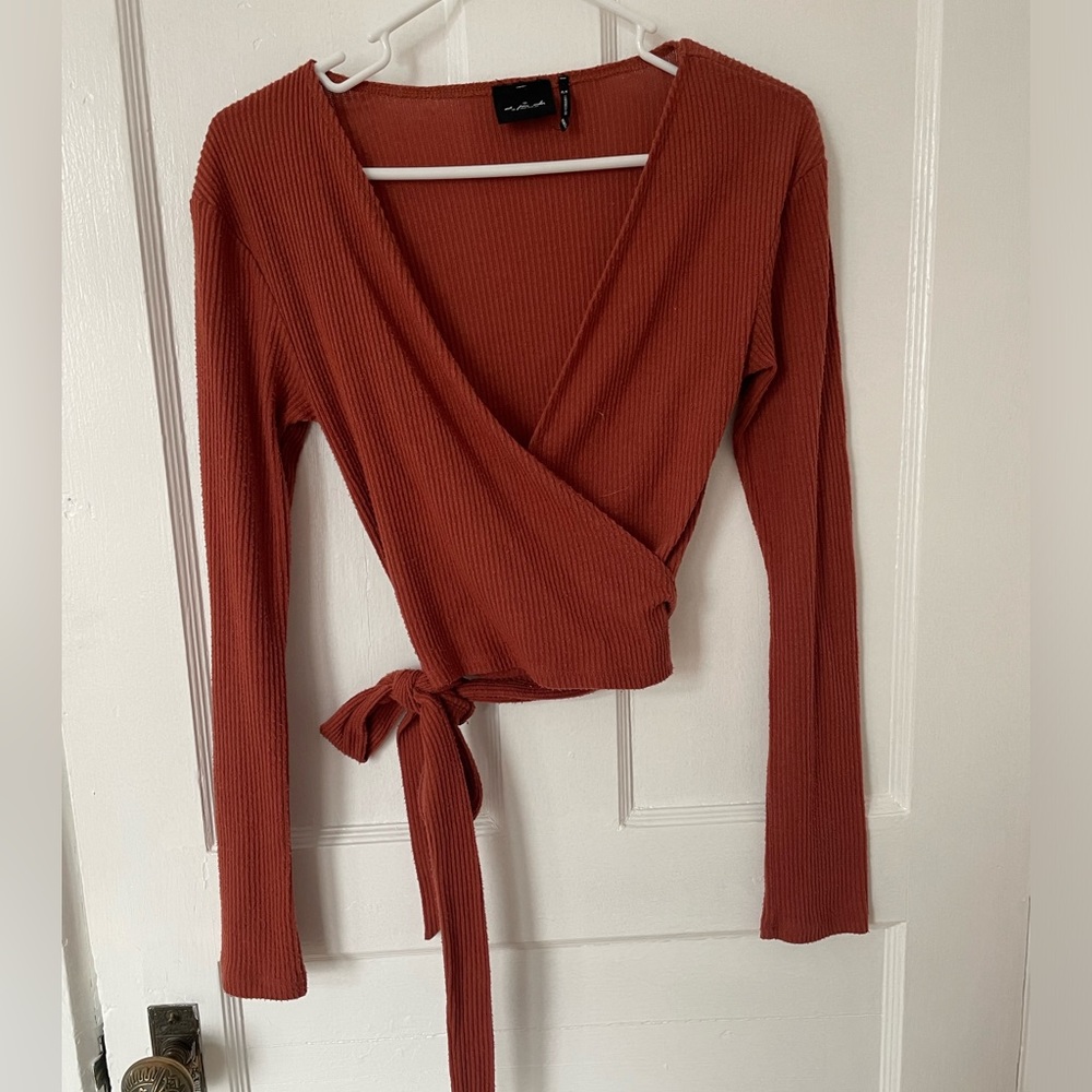 UO Out from Under ribbed wrap crop top